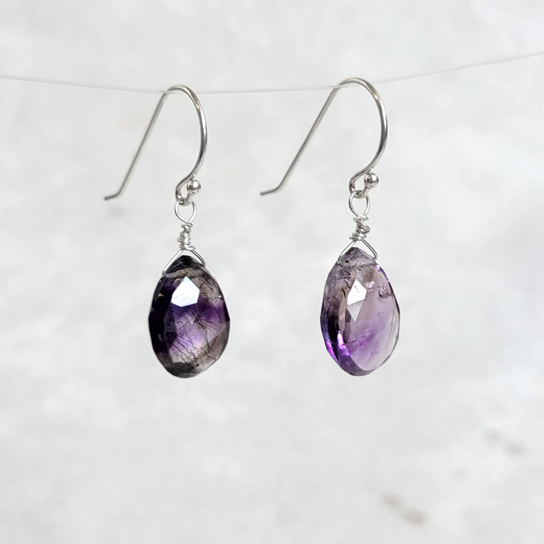 Tourmalated Amethyst Gem Drop Earrings