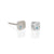 4mm Cell Studs in Hammered Silver with Aquamarine Blue Diamonds