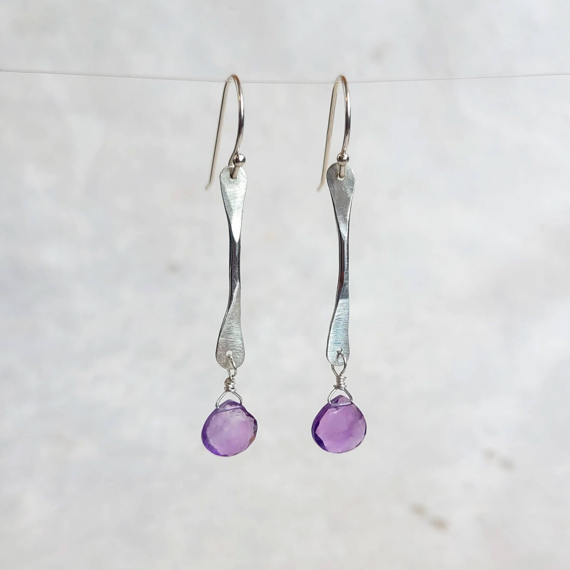 Twig Earrings with Amethyst Gemstone Drops