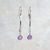 Twig Earrings with Amethyst Gemstone Drops