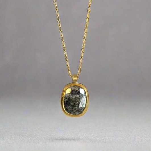 Salt and Pepper Diamond in Yellow Gold Bezel Set Necklace