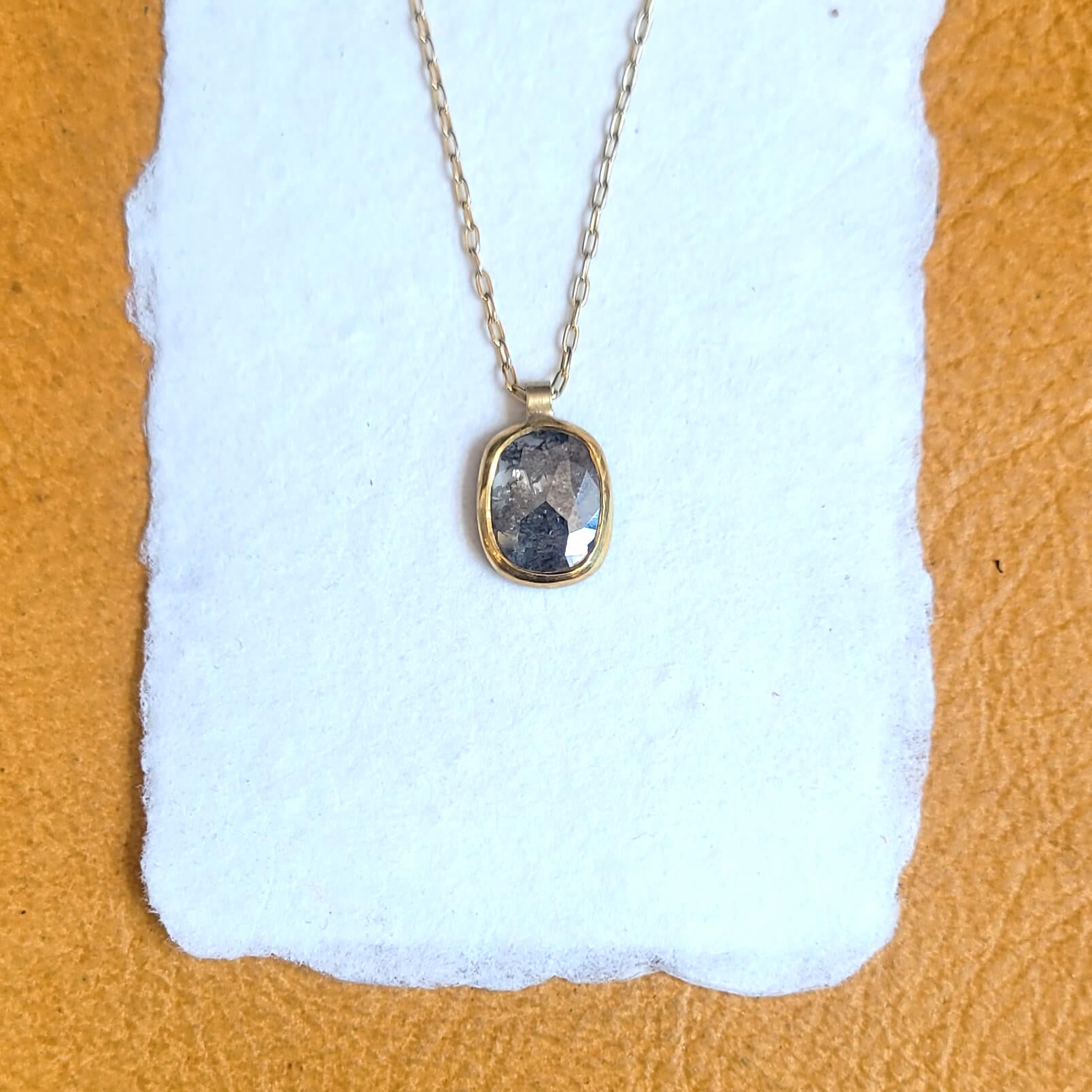 Salt and Pepper Diamond in Yellow Gold Bezel Set Necklace