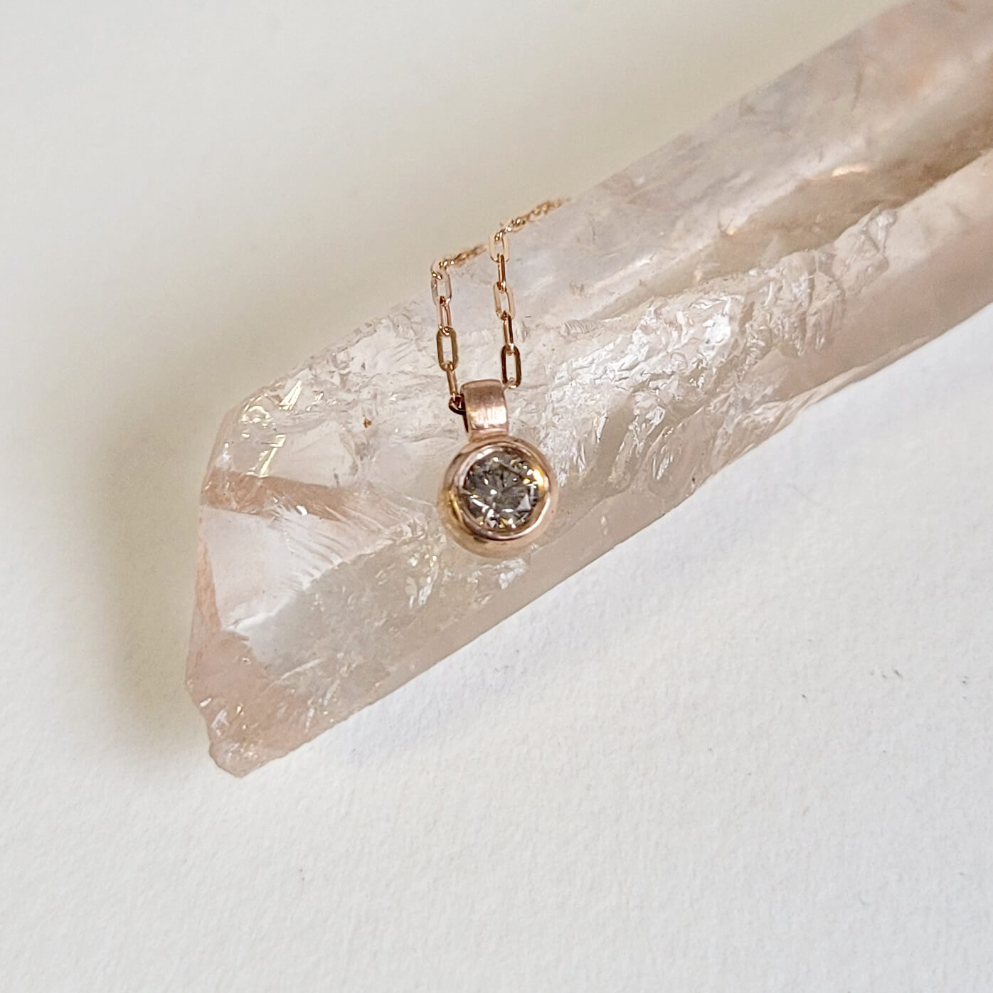 Champagne Diamond Necklace in Rose Gold