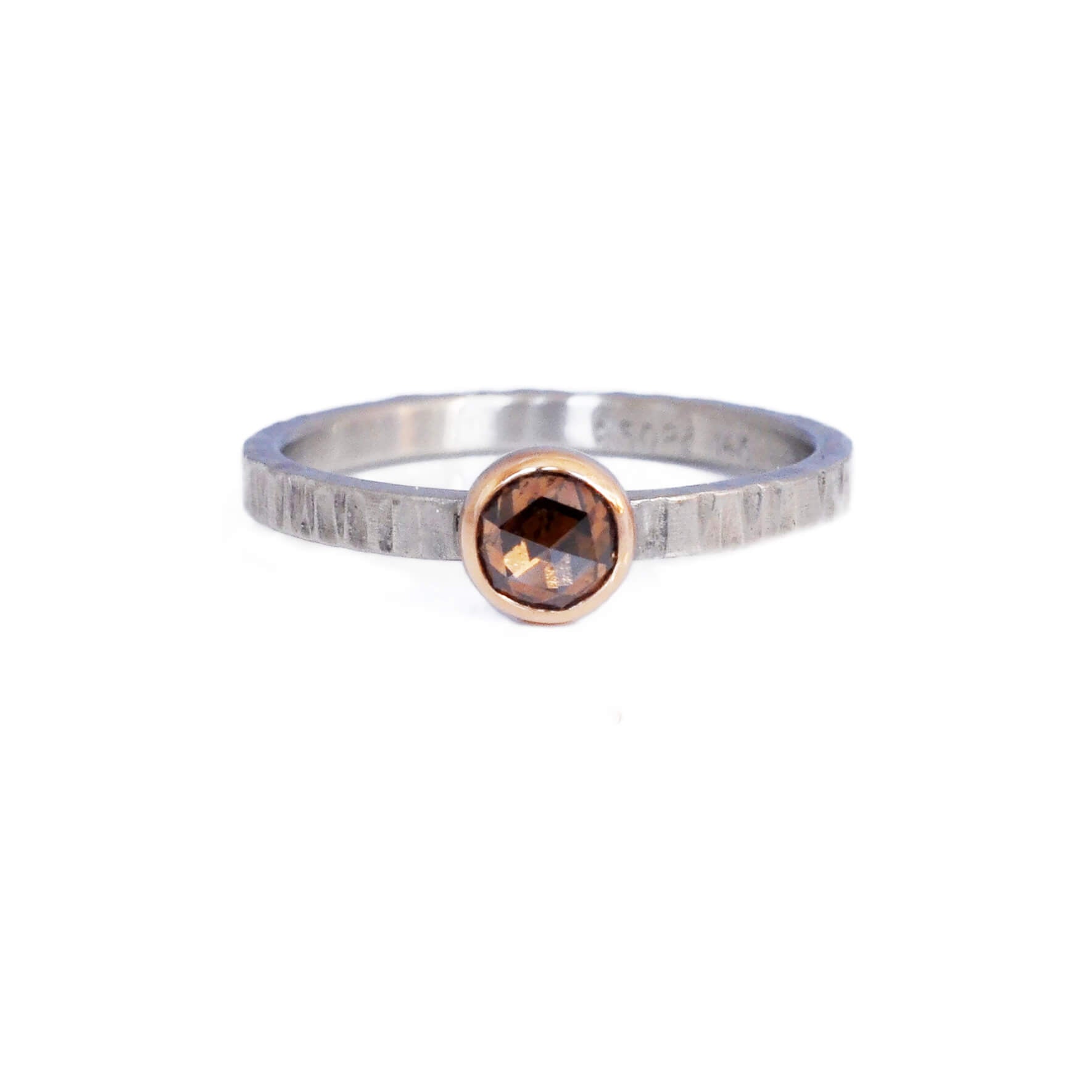 Rose cut Cognac Diamond Engagement Ring