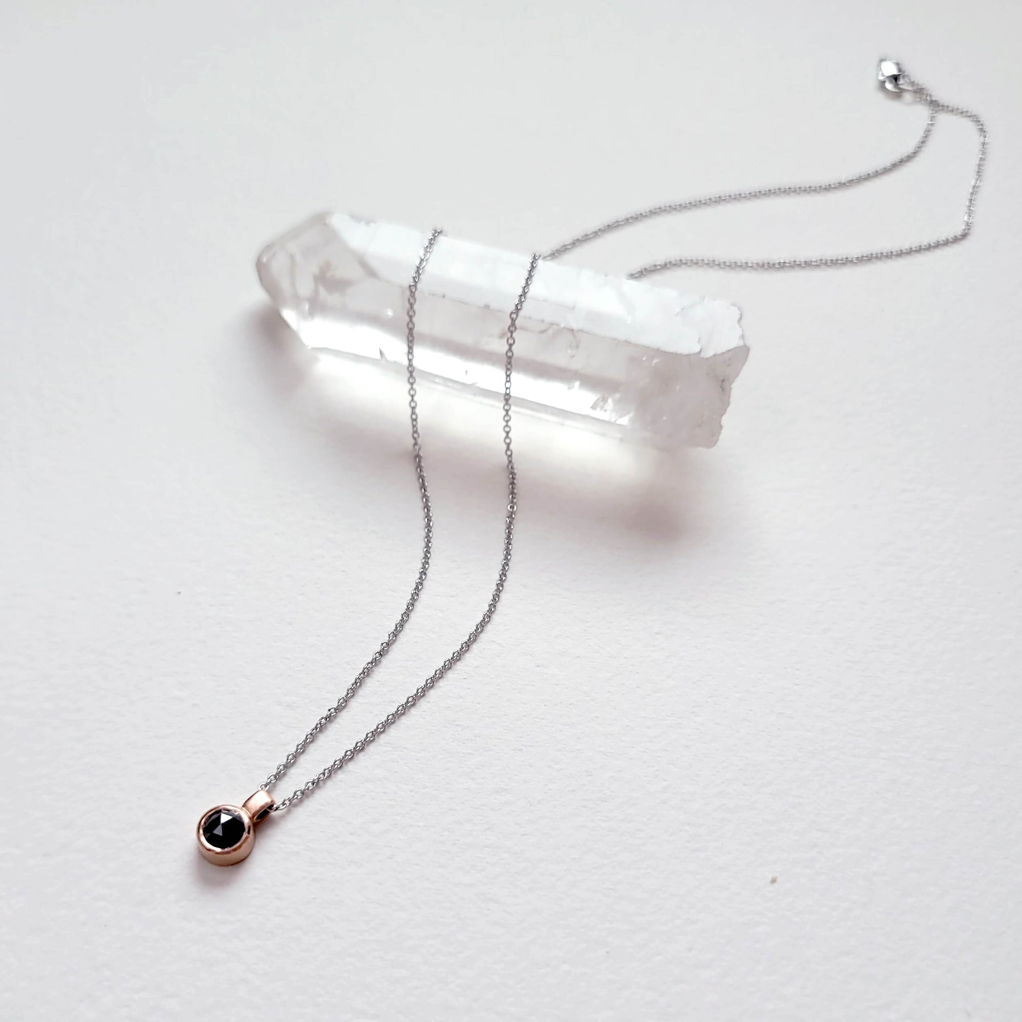 Black Diamond and Rose Gold Necklace