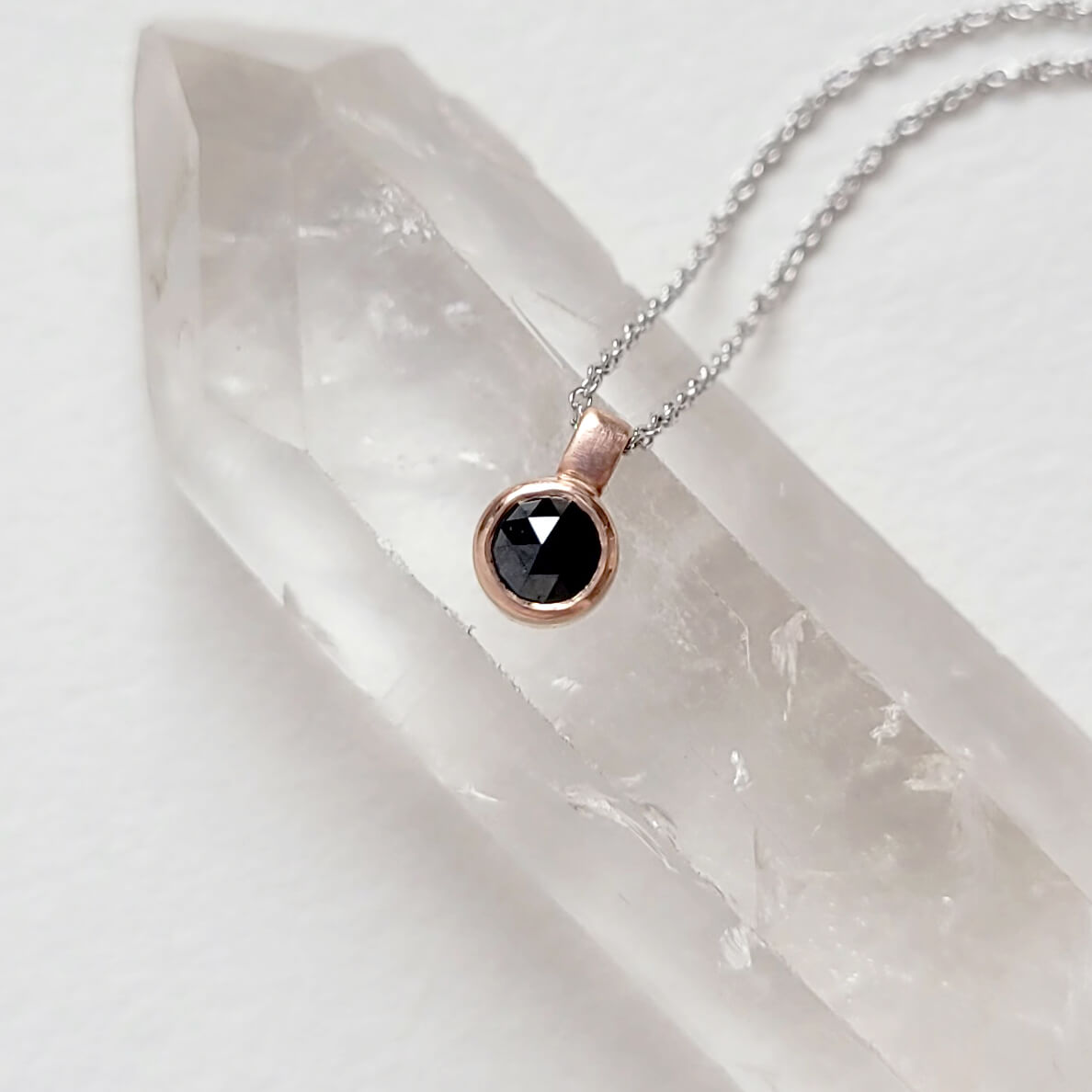 Black Diamond and Rose Gold Necklace