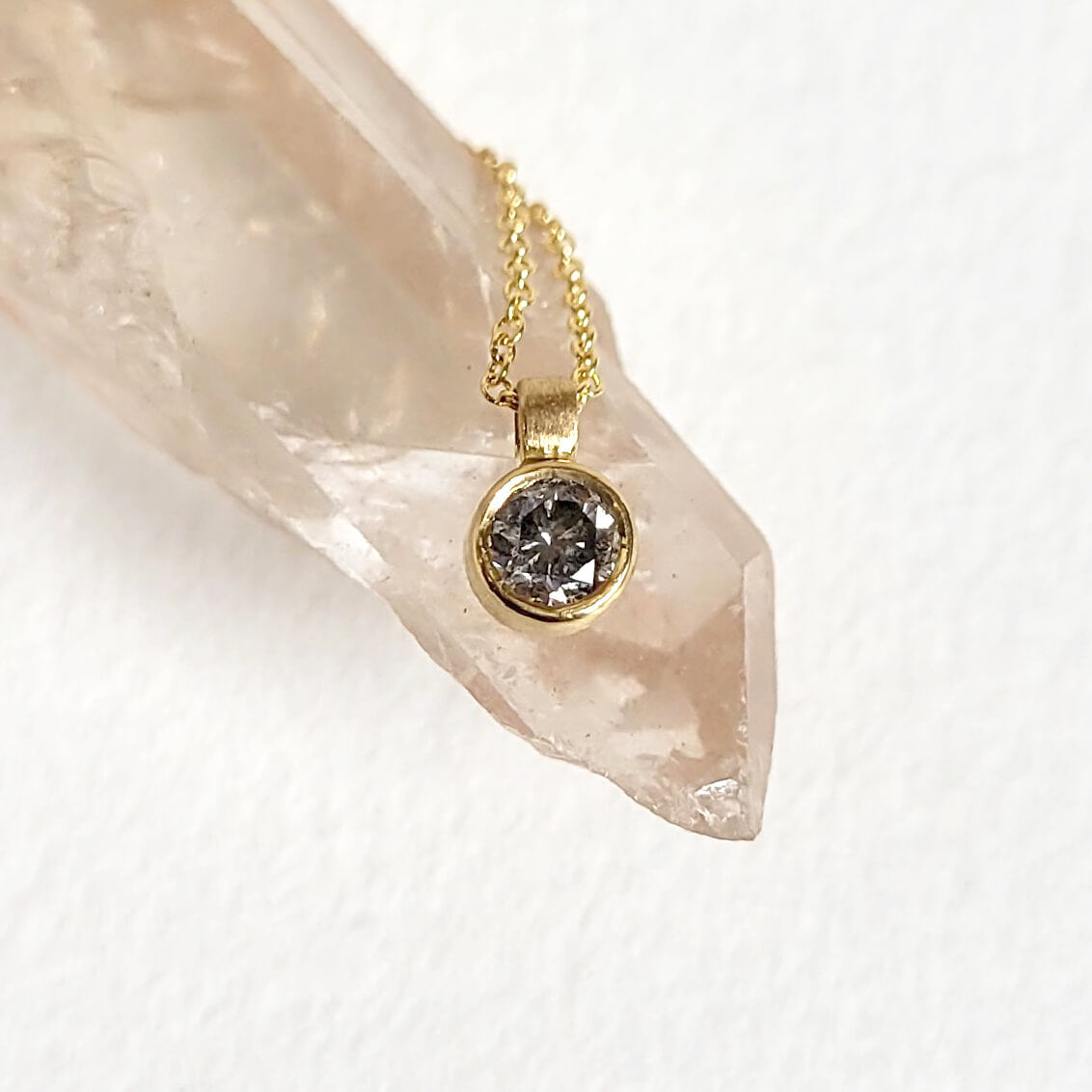 Salt and Pepper Diamond Necklace in Rich Yellow Gold