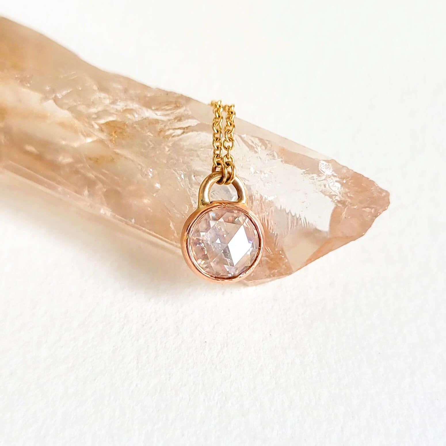 Rose Cut Moissanite Necklace in Gold