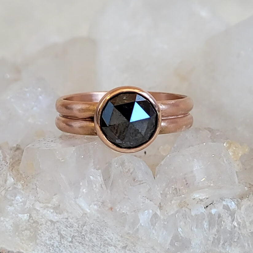 Deep Brown Rosecut Diamond on a Double Rose Gold Band