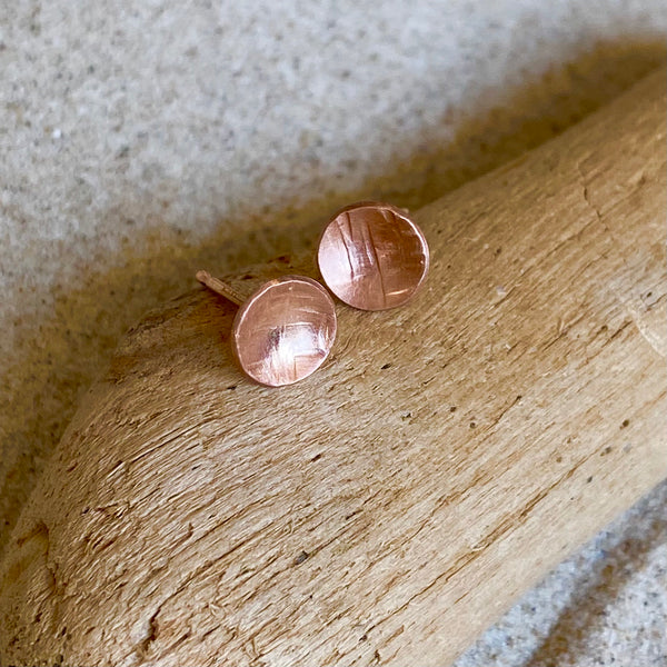 Solid 14k Rose Gold studs - Post Earrings - 5 mm - Rose/Yellow Gold Studs - Hammered Solid Gold Post newest Earrings - Made To Order.