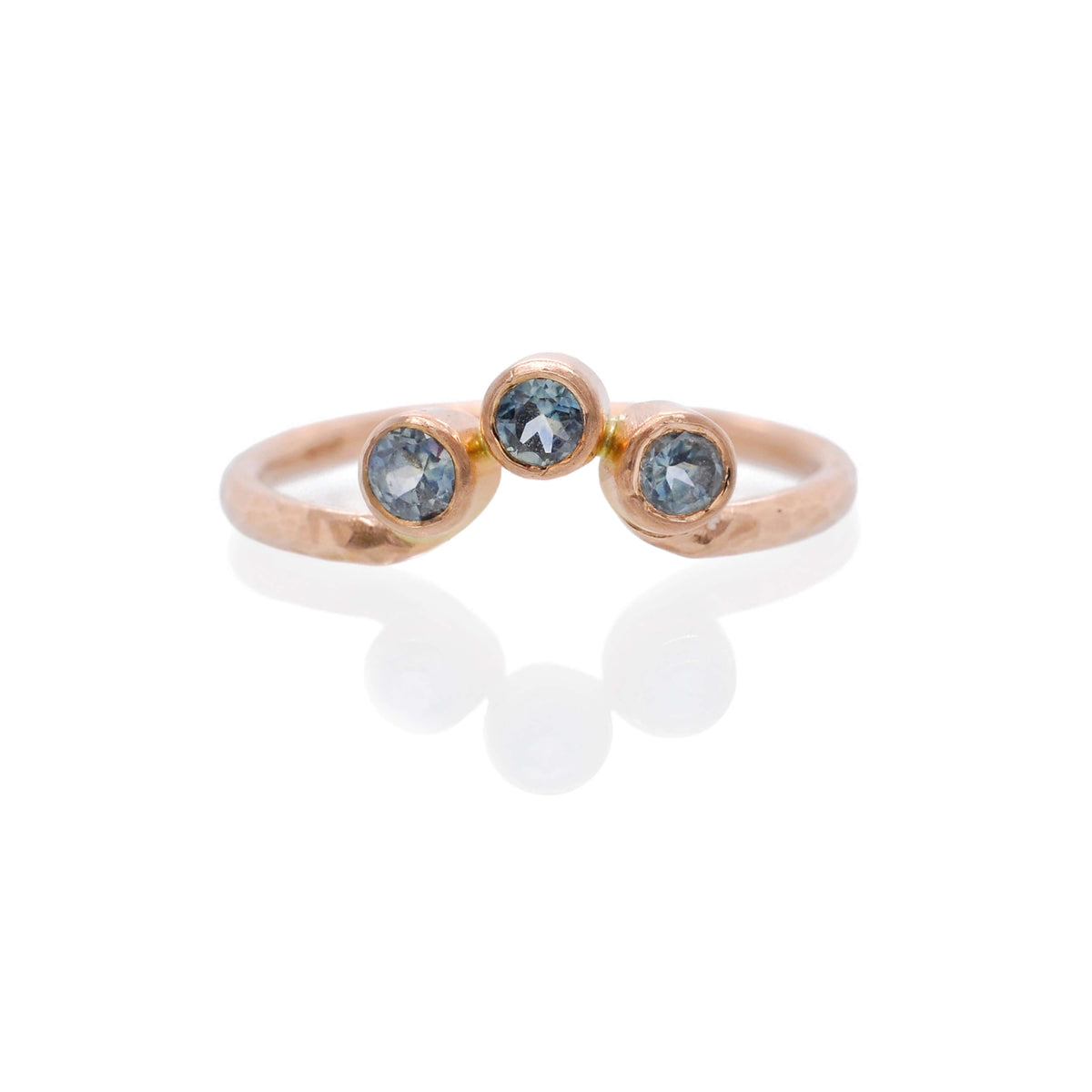 Blue Sapphire Contour Stacking Ring in Rose Gold - EC Design Jewelry