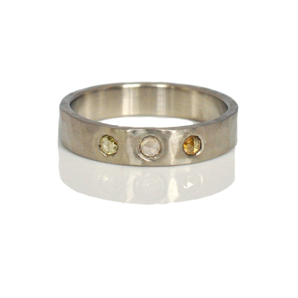 4mm Palladium Rose Cut Diamond Band