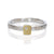 Hammered sterling silver band with a yellow gold rectangle with a flush set white diamond. Ethically created by EC Design Jewelry in Minneapolis, MN.