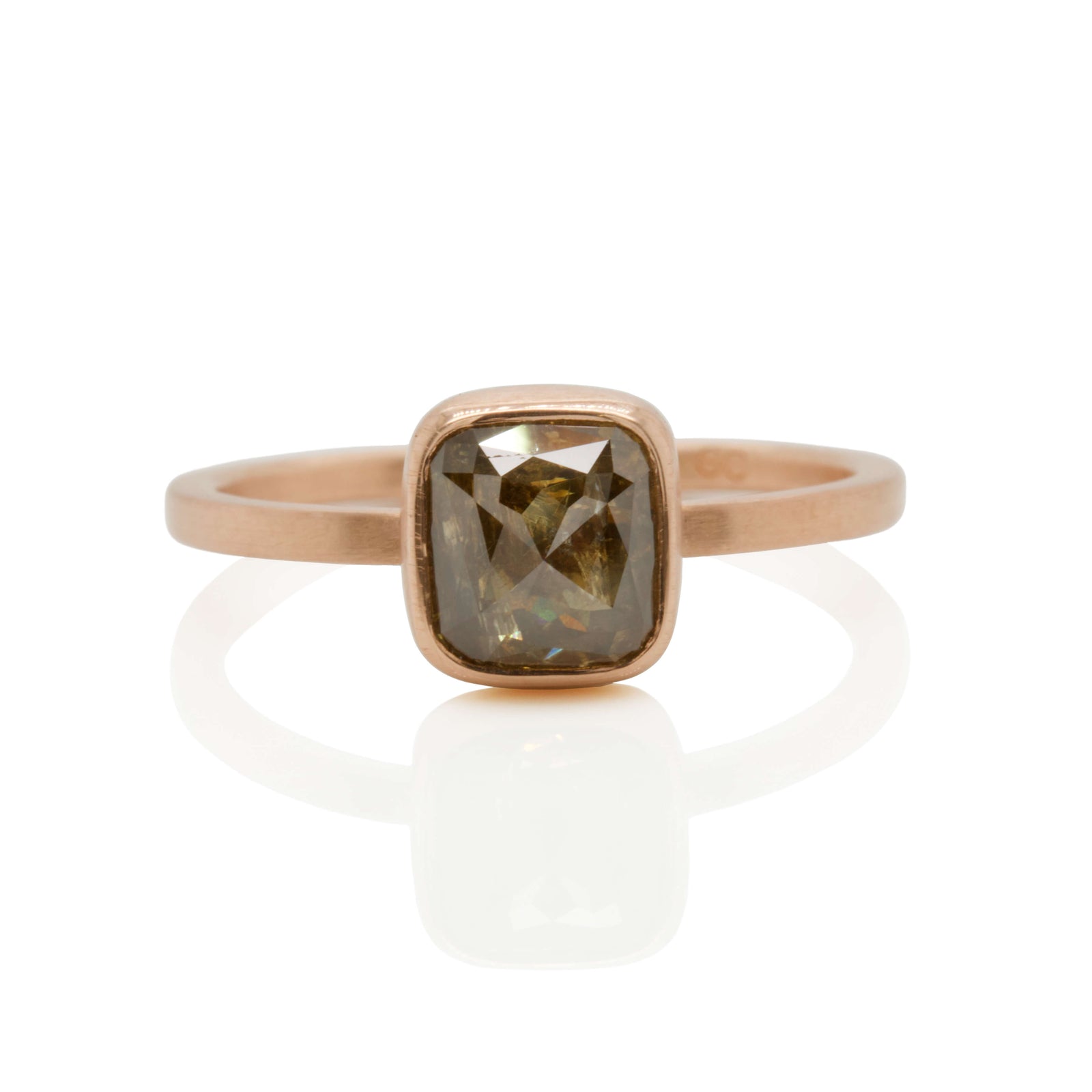 Smoky Topaz Cushion Ring in Rose Gold
